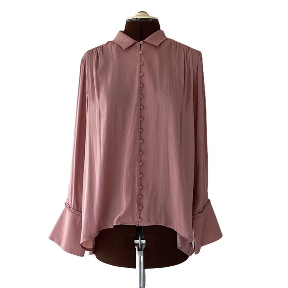 Karen Simonson Peachy Silky Button Front Blouse - Picture 1 of 7